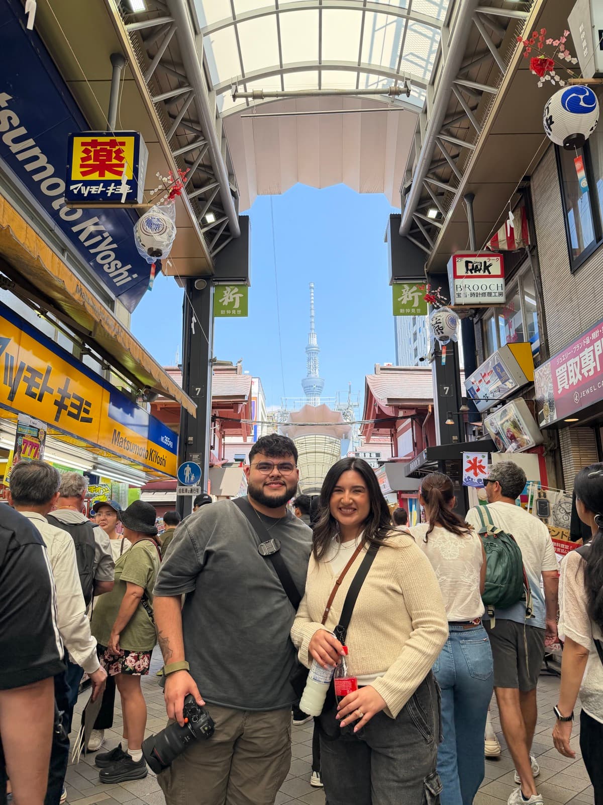 Asakusa shopping street with Tokyo Skytree behind